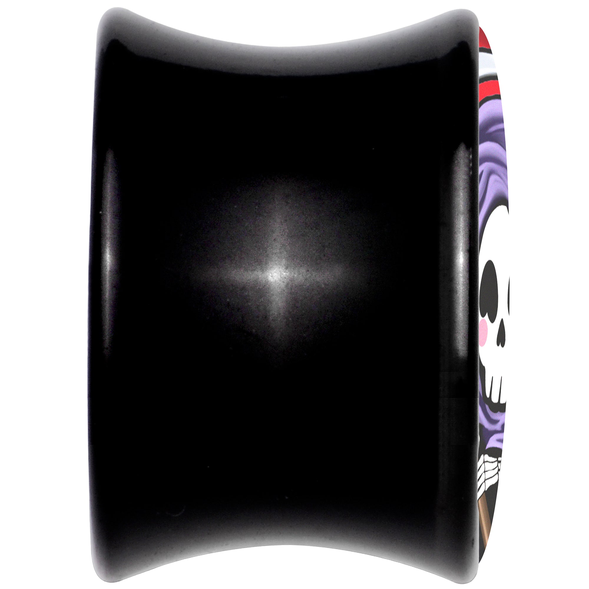 BodyCandy Black Acrylic Grim Reaper Double Flare Plug Set by Onyx O — back view