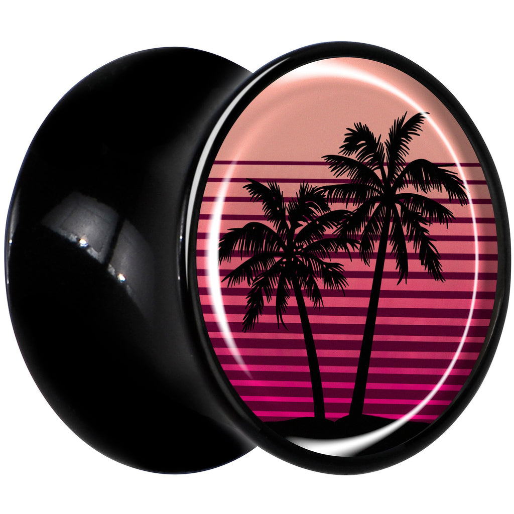BodyCandy Palm Tree Retro Sunset Black Acrylic Saddle Plug Set by Onyx O — lifestyle context