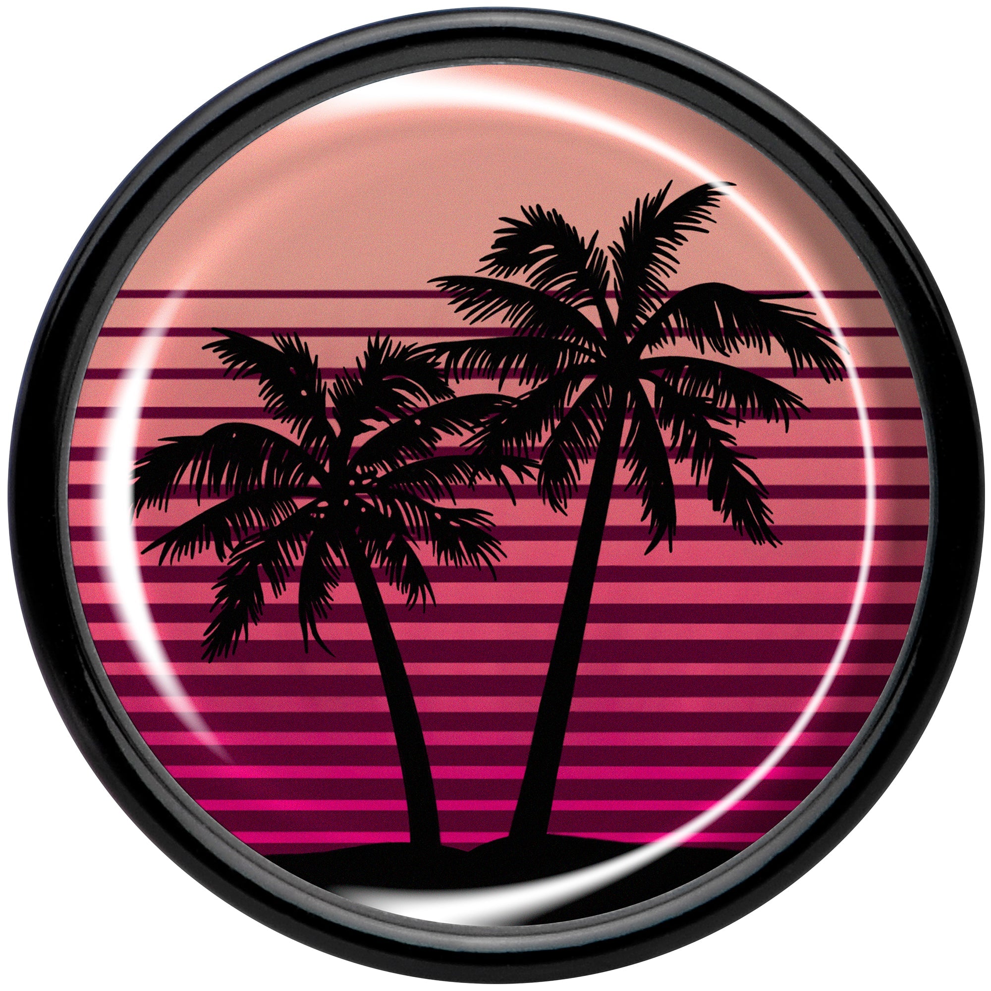 BodyCandy Palm Tree Retro Sunset Black Acrylic Saddle Plug Set by Onyx O — side view