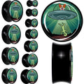 BodyCandy 0G Reverse Alien UFO Abduction Black Acrylic Saddle Plug Set by Onyx O — main product shot