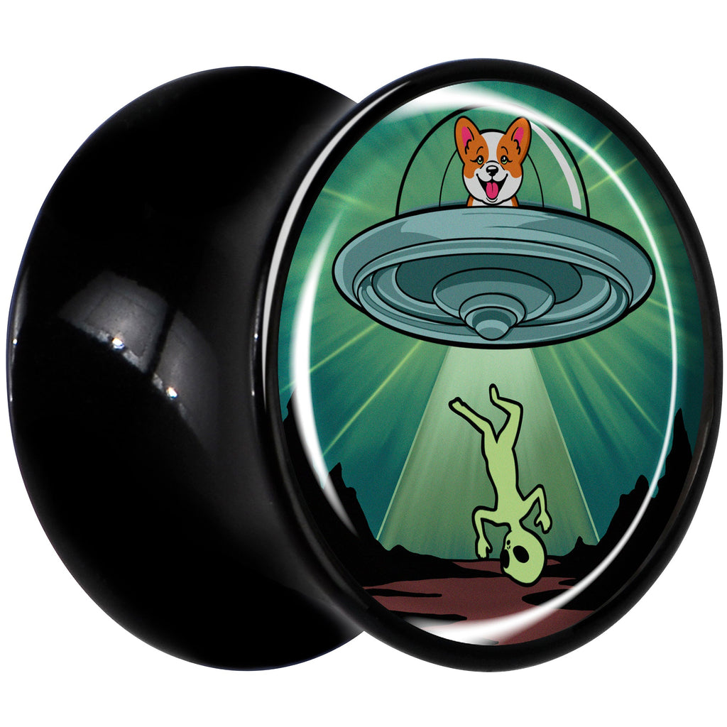 BodyCandy 0G Reverse Alien UFO Abduction Black Acrylic Saddle Plug Set by Onyx O — lifestyle context