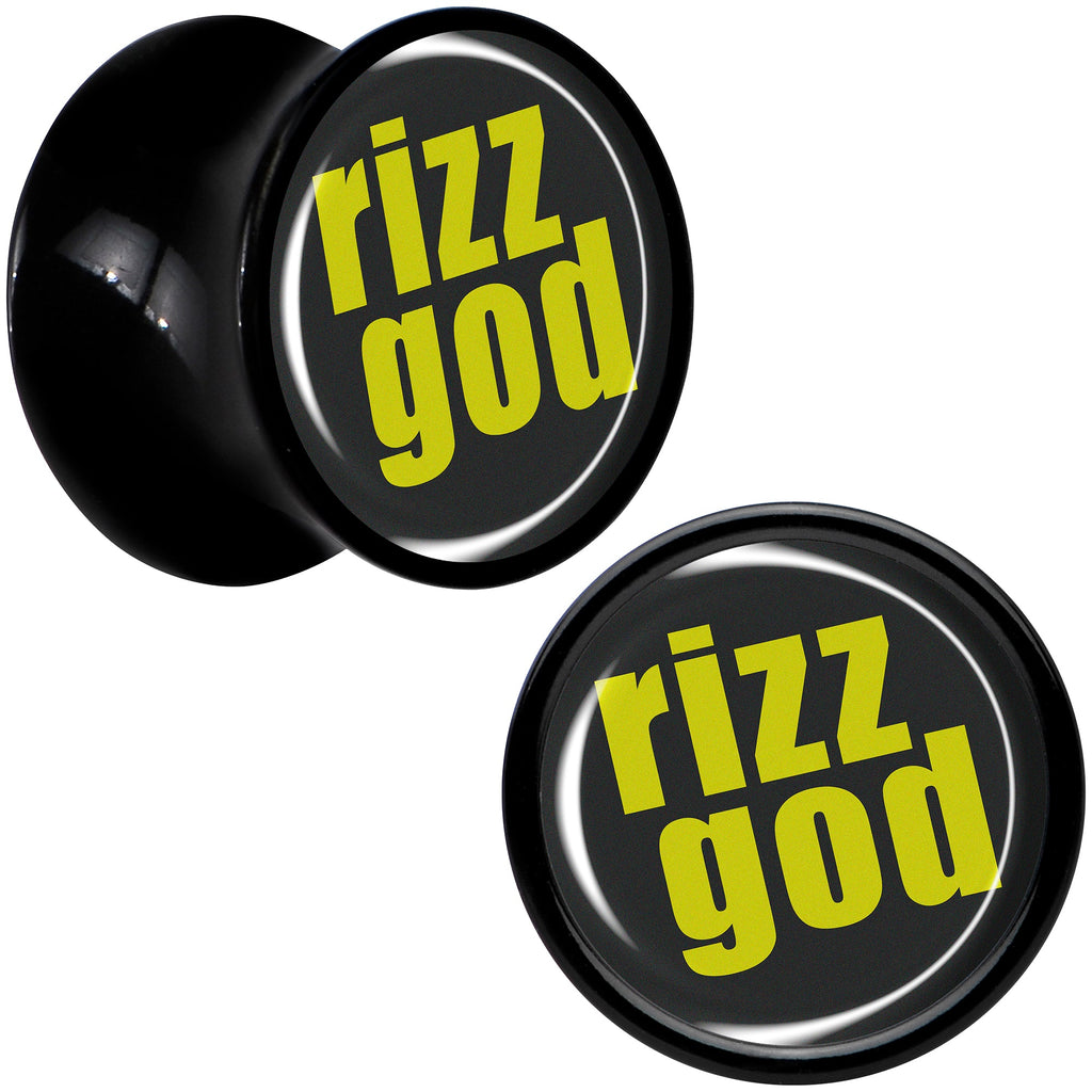 BodyCandy RIZZ GOD Black Acrylic Saddle Plug Set by Onyx O — back view