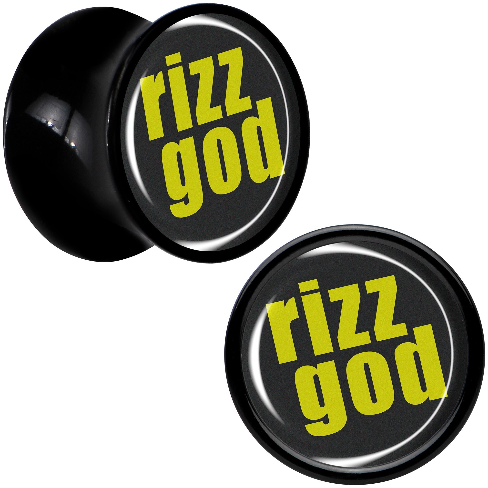 BodyCandy RIZZ GOD Black Acrylic Saddle Plug Set by Onyx O — back view