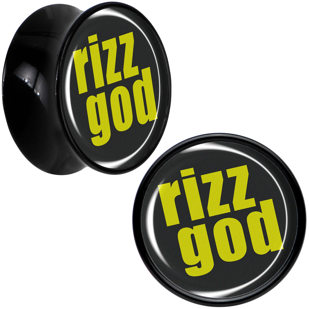 BodyCandy RIZZ GOD Black Acrylic Saddle Plug Set by Onyx O — size reference