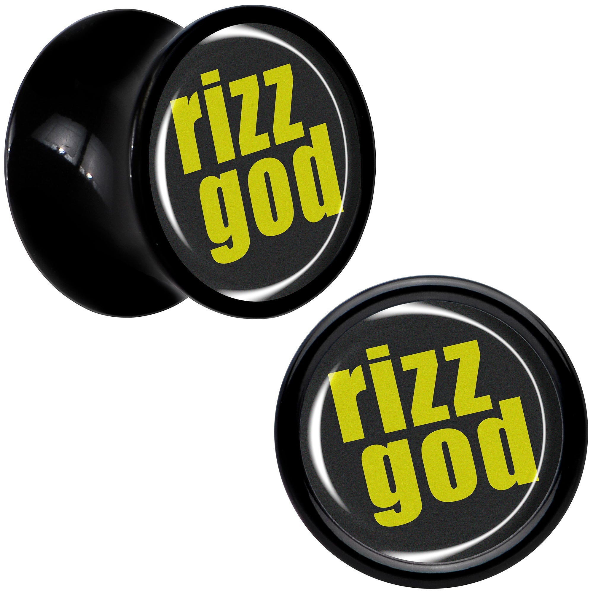 BodyCandy RIZZ GOD Black Acrylic Saddle Plug Set by Onyx O — fabric or material detail