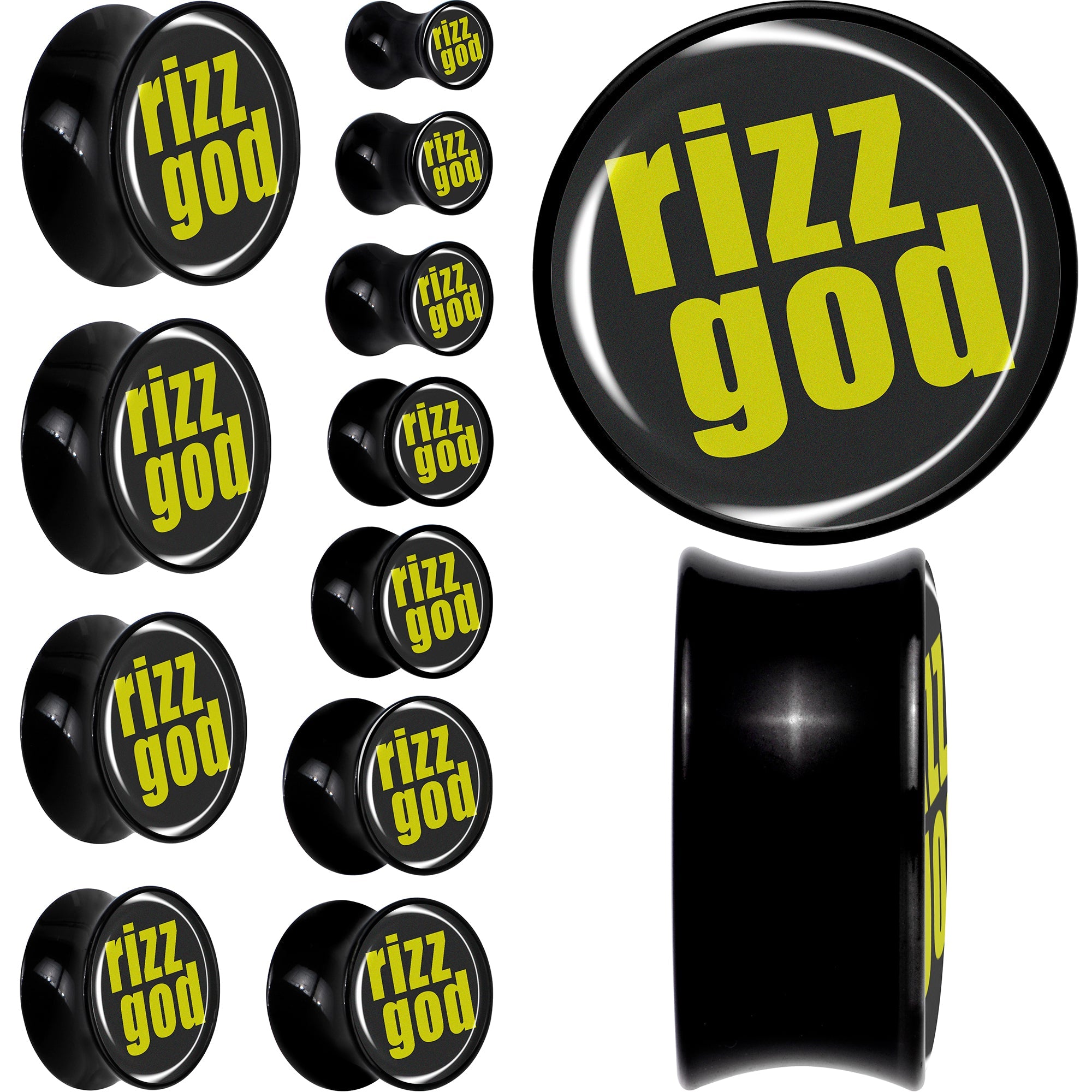 BodyCandy RIZZ GOD Black Acrylic Saddle Plug Set by Onyx O — main product shot