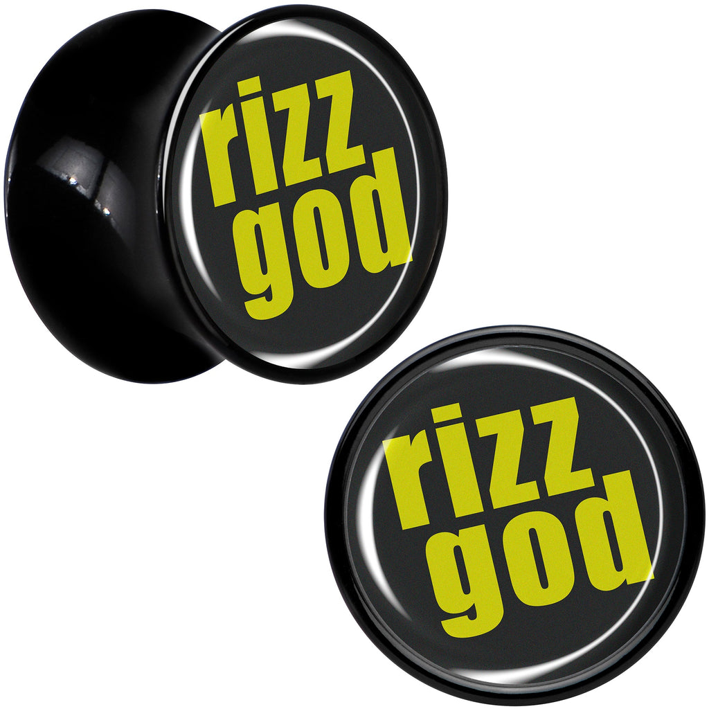 BodyCandy RIZZ GOD Black Acrylic Saddle Plug Set by Onyx O — detail close-up