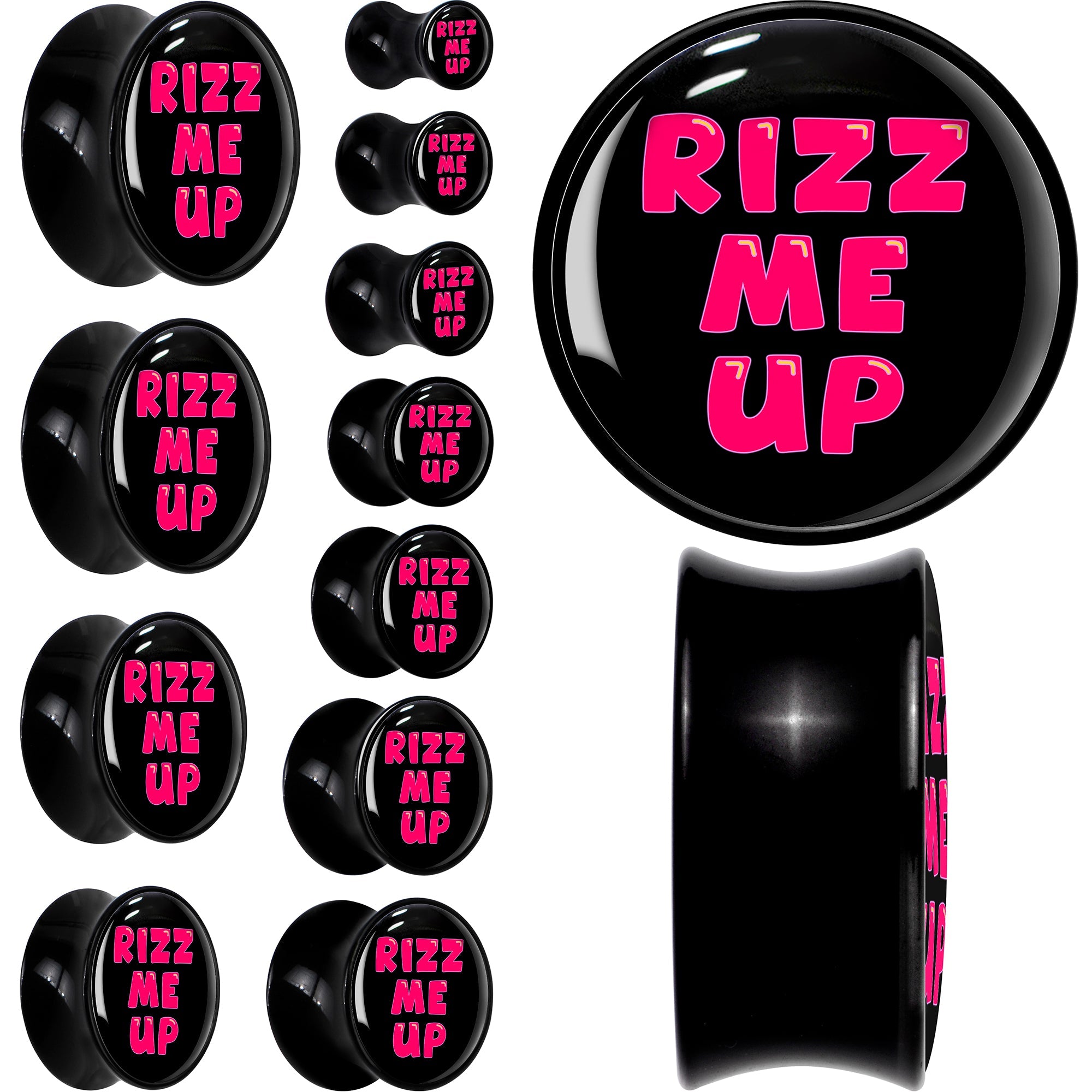 BodyCandy RIZZ ME UP Black Acrylic Saddle Plug Set by Onyx O — main product shot