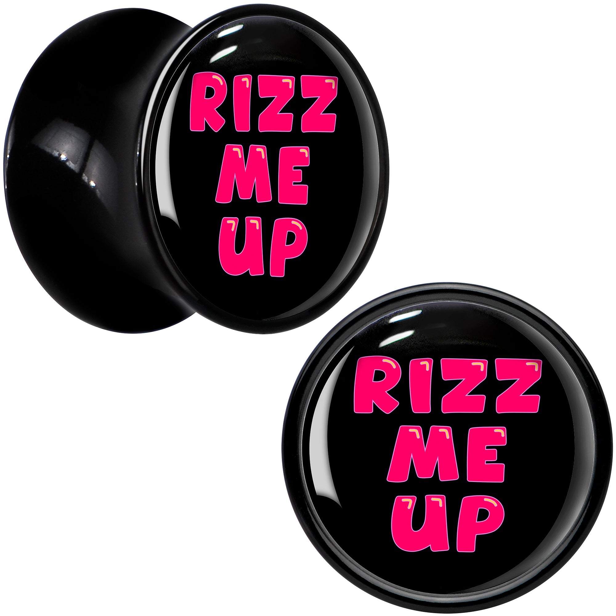 BodyCandy RIZZ ME UP Black Acrylic Saddle Plug Set by Onyx O — detail close-up