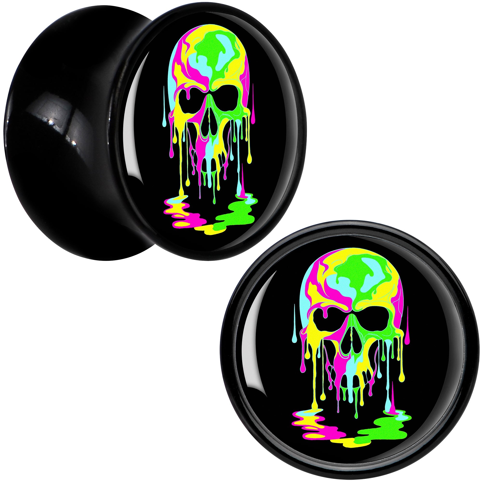 BodyCandy Ultra Bright Melting Skull Black Acrylic Saddle Plug Set by Onyx O — alternative angle