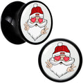 BodyCandy Black Acrylic Christmas Peace Love Santa Double Flare Plug Set by Onyx O — alternative angle
