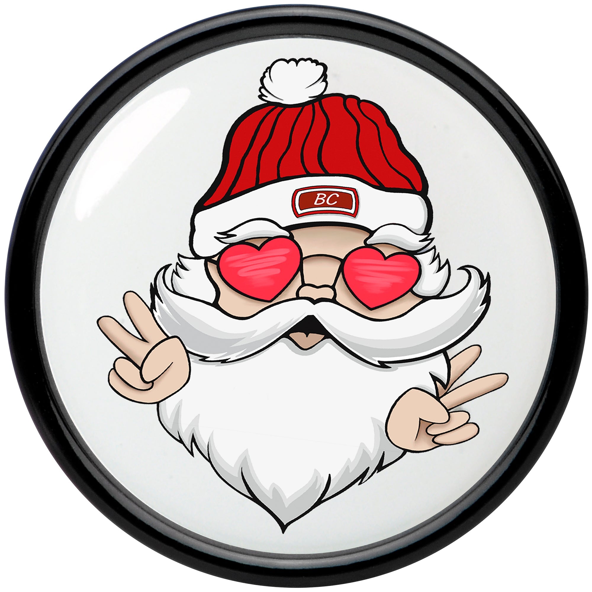 BodyCandy Black Acrylic Christmas Peace Love Santa Double Flare Plug Set by Onyx O — side view