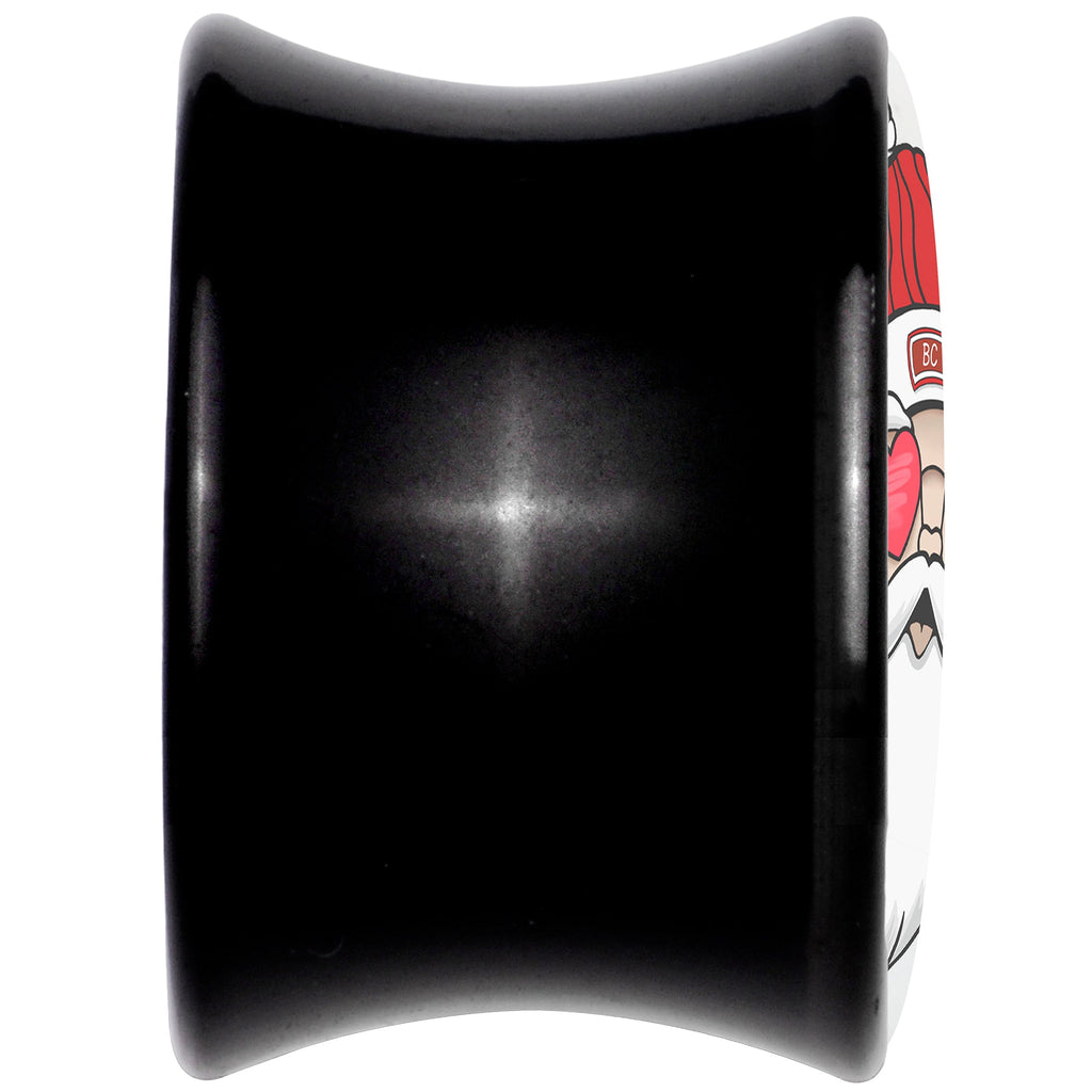 BodyCandy Black Acrylic Christmas Peace Love Santa Double Flare Plug Set by Onyx O — back view