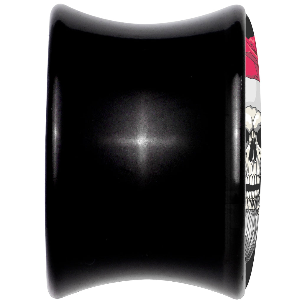BodyCandy Holiday Skeleton Santa Claus Black Acrylic Saddle Plug Set by Onyx O — detail close-up