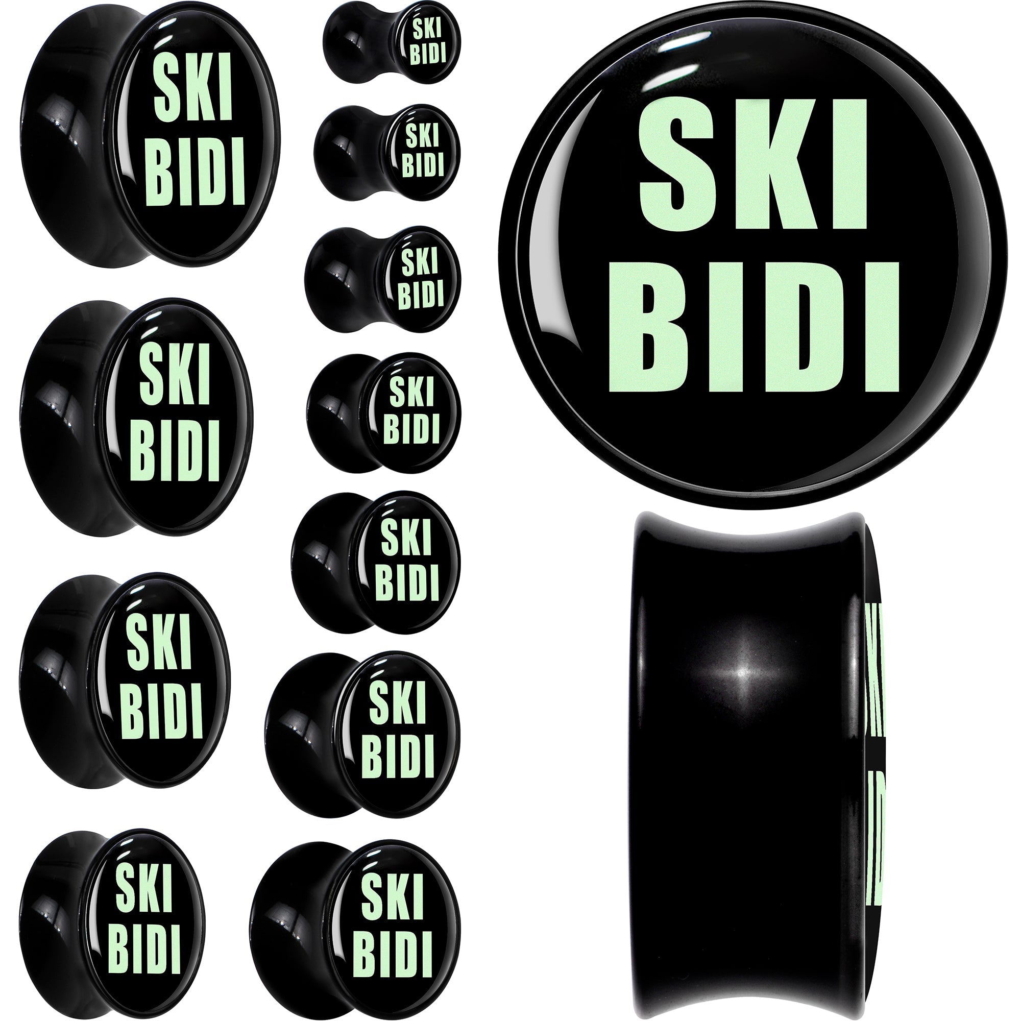 BodyCandy 0G SKIBIDI Black Acrylic Saddle Plug Set by Onyx O — main product shot