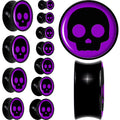 BodyCandy 0G Purple Black Simple Skull Black Acrylic Saddle Plug Set by Onyx O — main product shot