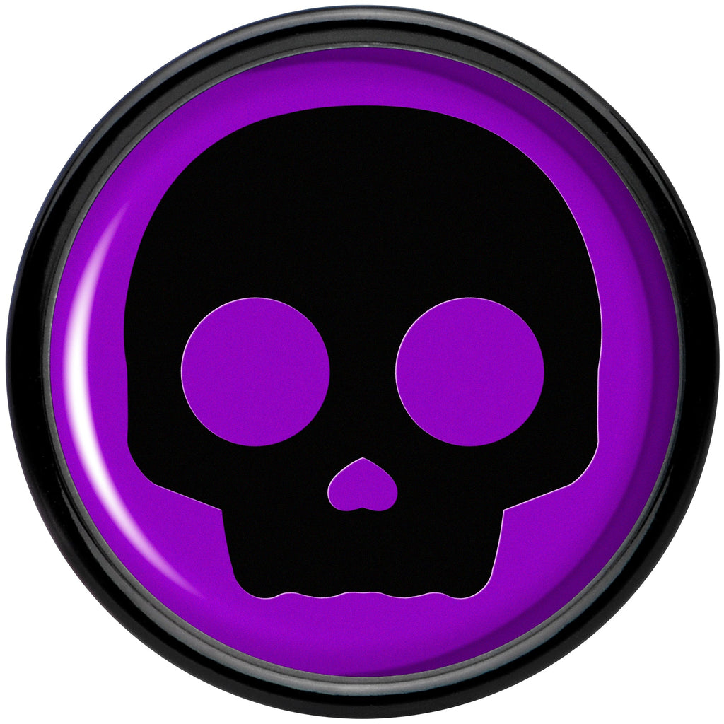 BodyCandy 0G Purple Black Simple Skull Black Acrylic Saddle Plug Set by Onyx O — side view