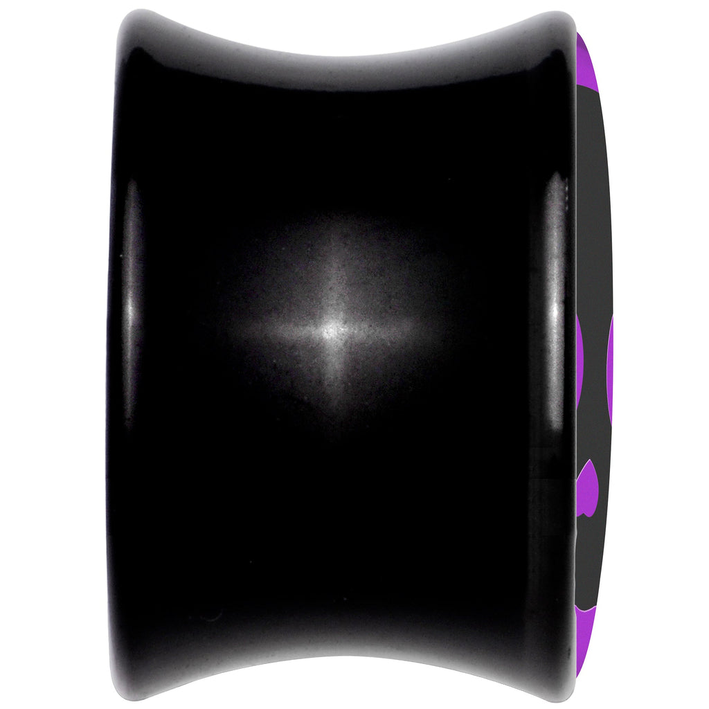 BodyCandy 0G Purple Black Simple Skull Black Acrylic Saddle Plug Set by Onyx O — back view