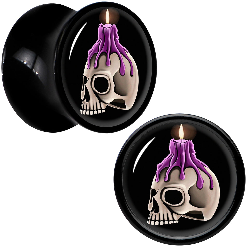 BodyCandy Black Acrylic Burning Skull Candle Double Flare Plug Set by Onyx O — alternative angle