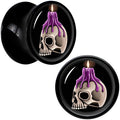 BodyCandy Black Acrylic Burning Skull Candle Double Flare Plug Set by Onyx O — alternative angle