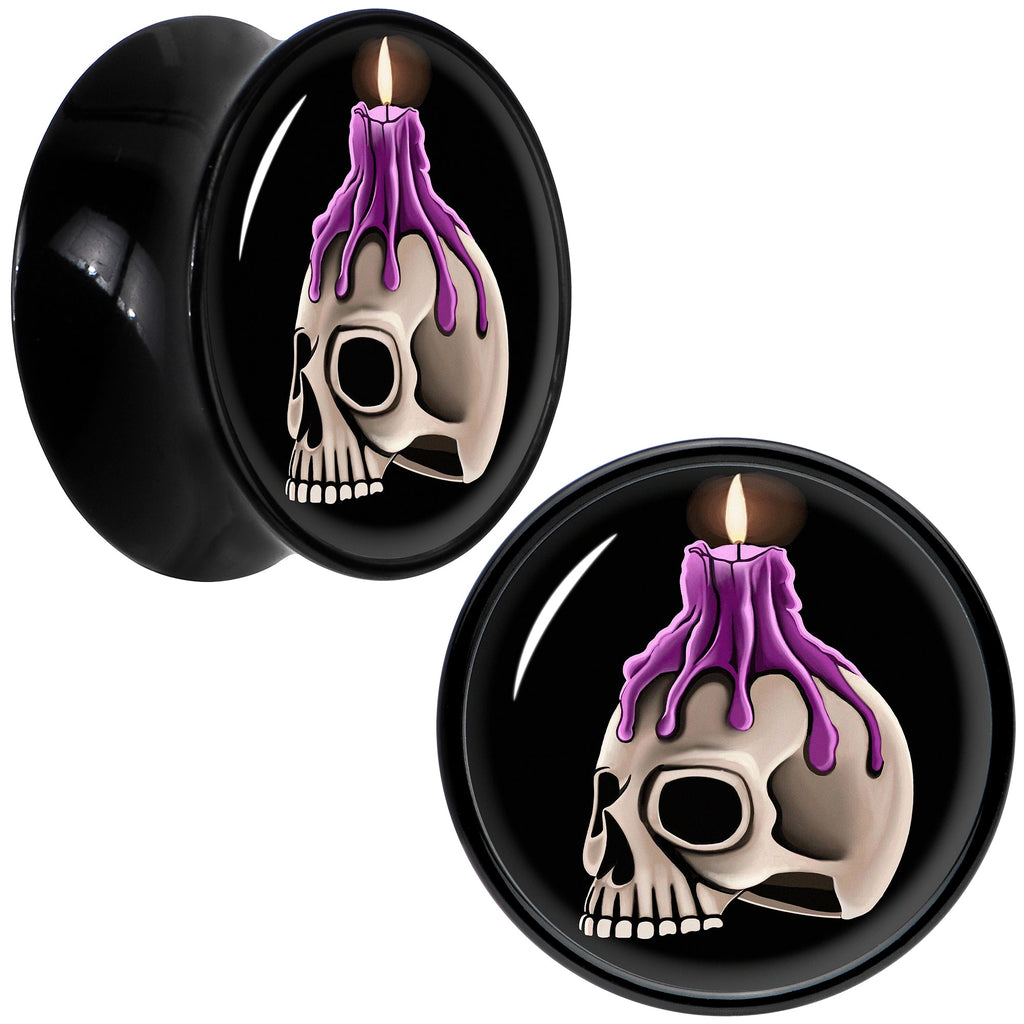 BodyCandy Black Acrylic Burning Skull Candle Double Flare Plug Set by Onyx O — packaging