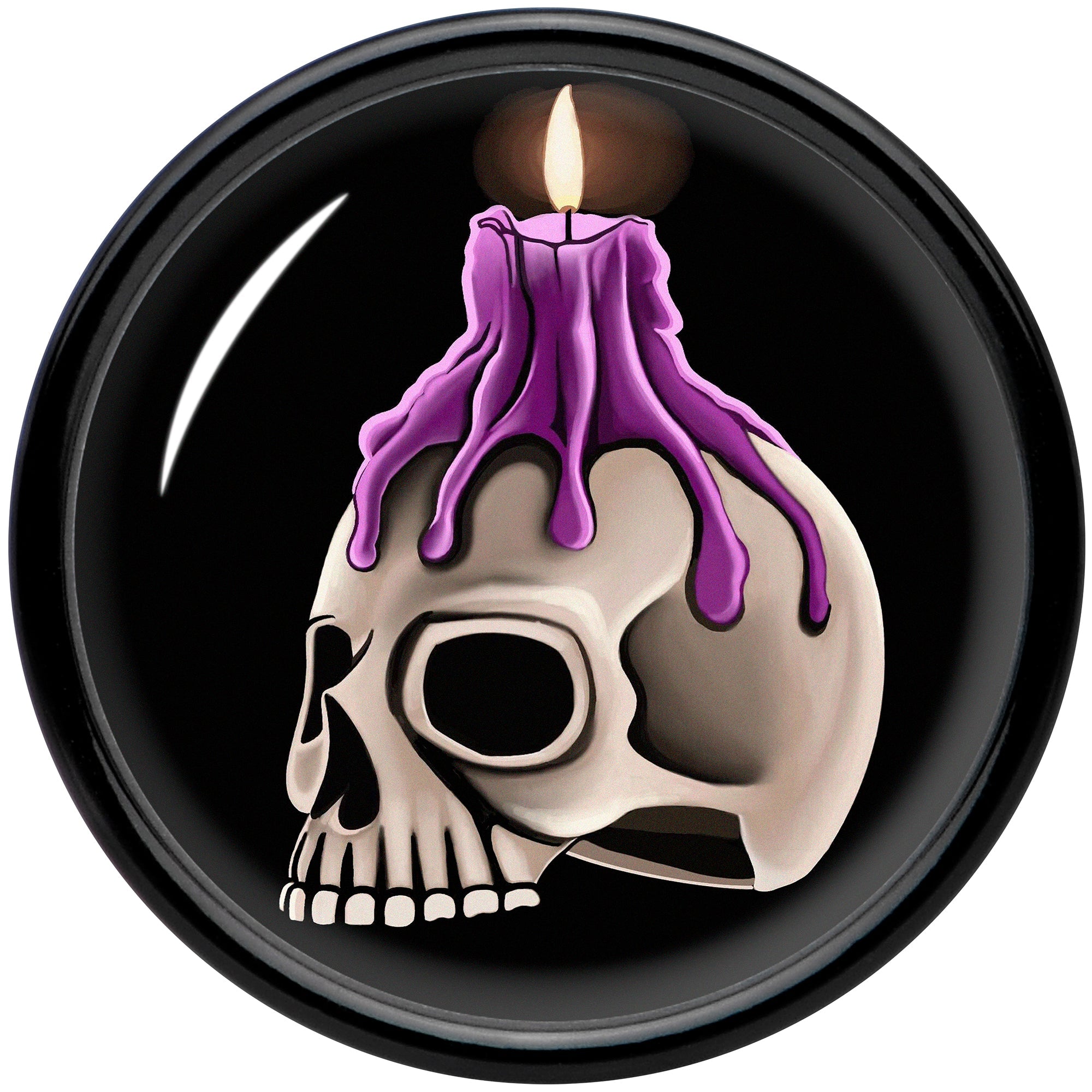 BodyCandy Black Acrylic Burning Skull Candle Double Flare Plug Set by Onyx O — side view
