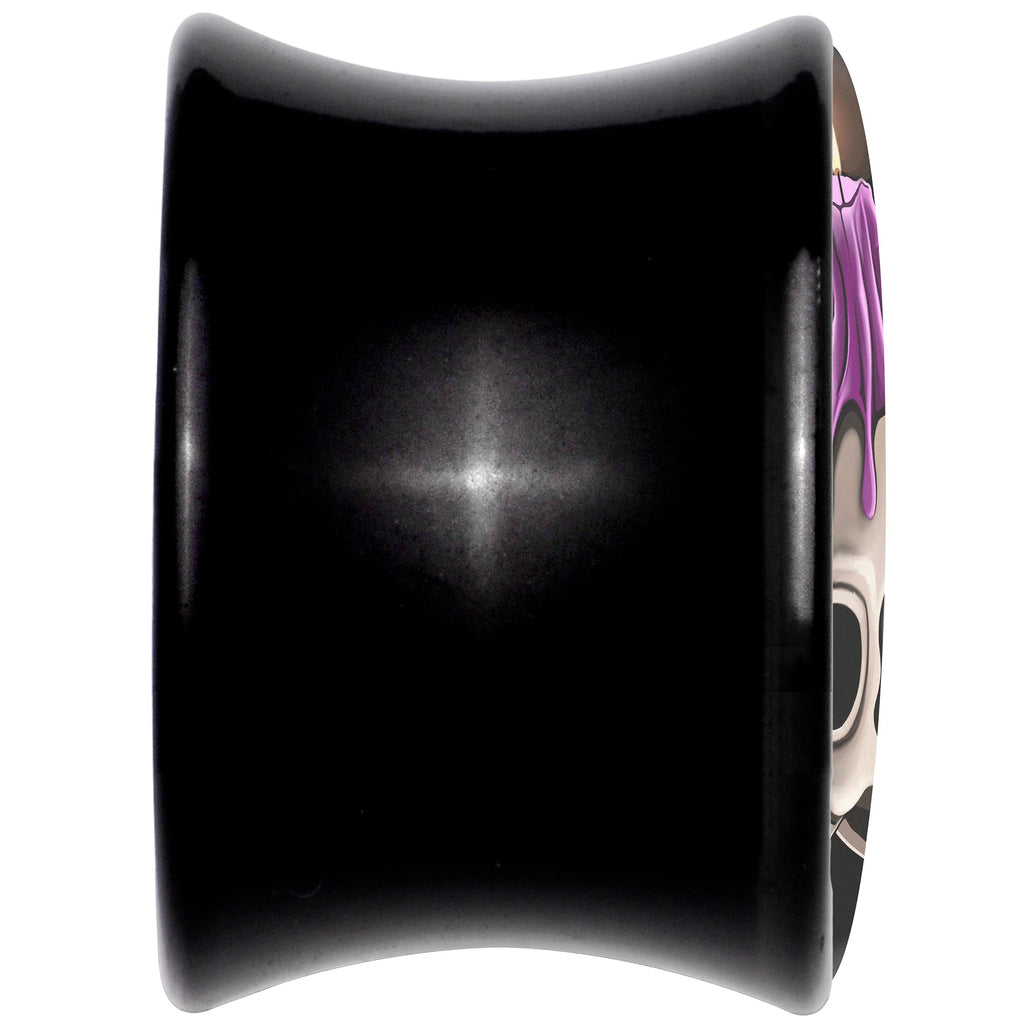 BodyCandy Black Acrylic Burning Skull Candle Double Flare Plug Set by Onyx O — back view