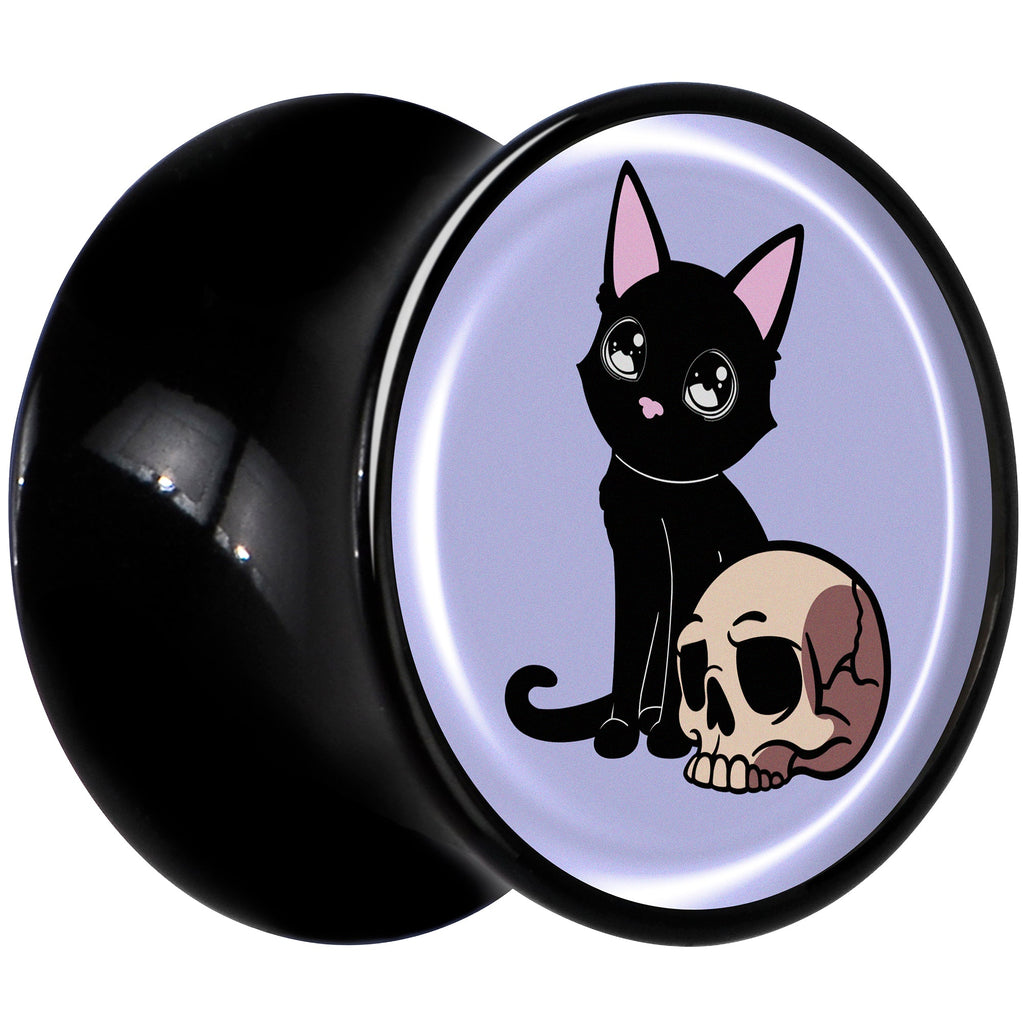 BodyCandy 0G Skull Cat Black Acrylic Saddle Plug Set by Onyx O — lifestyle context