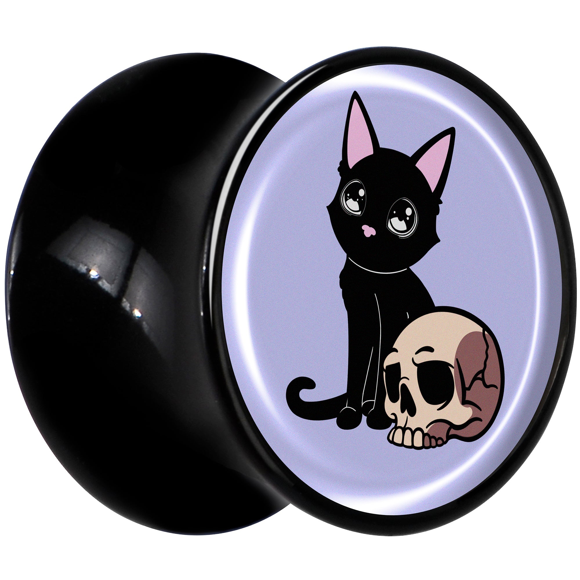 BodyCandy 0G Skull Cat Black Acrylic Saddle Plug Set by Onyx O — lifestyle context