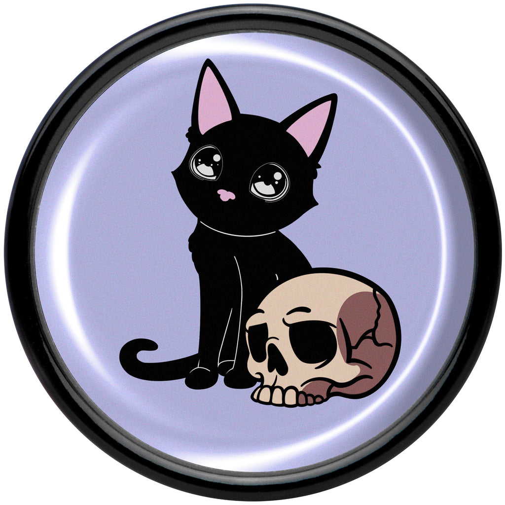 BodyCandy 0G Skull Cat Black Acrylic Saddle Plug Set by Onyx O — side view