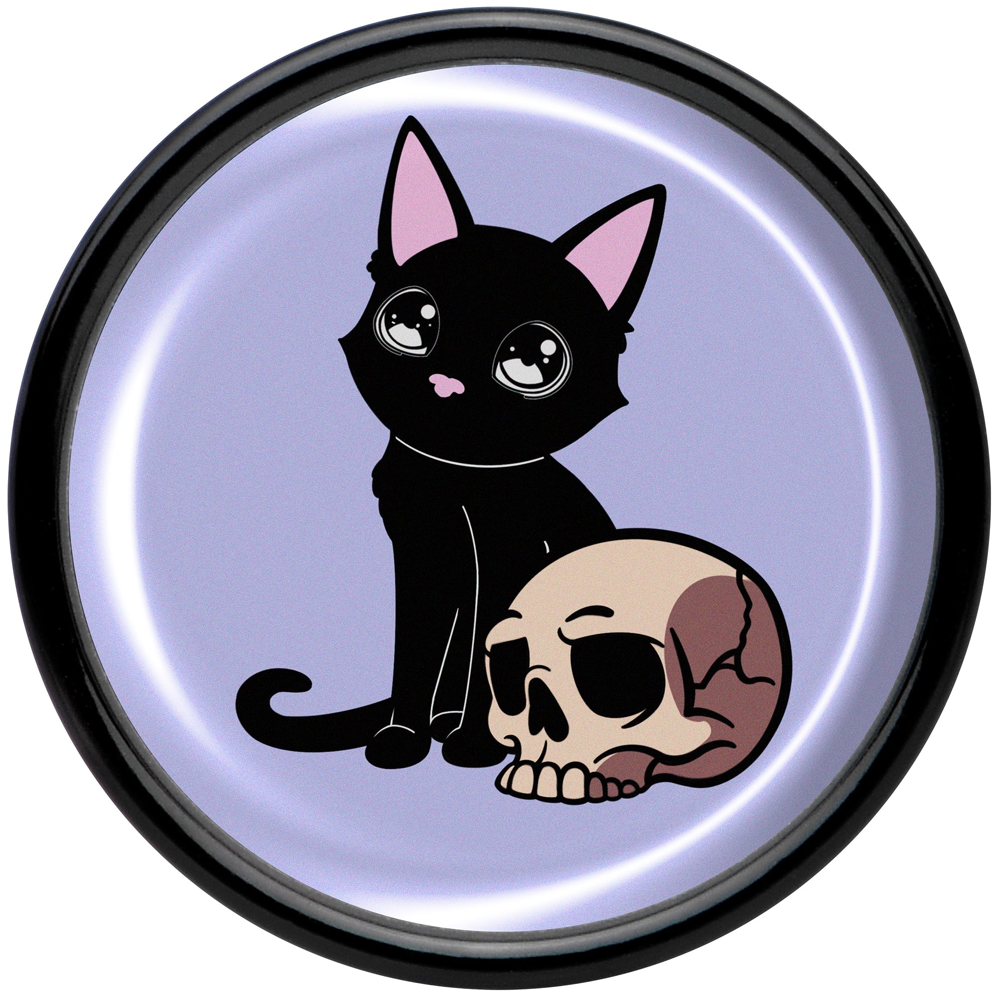 BodyCandy 0G Skull Cat Black Acrylic Saddle Plug Set by Onyx O — side view