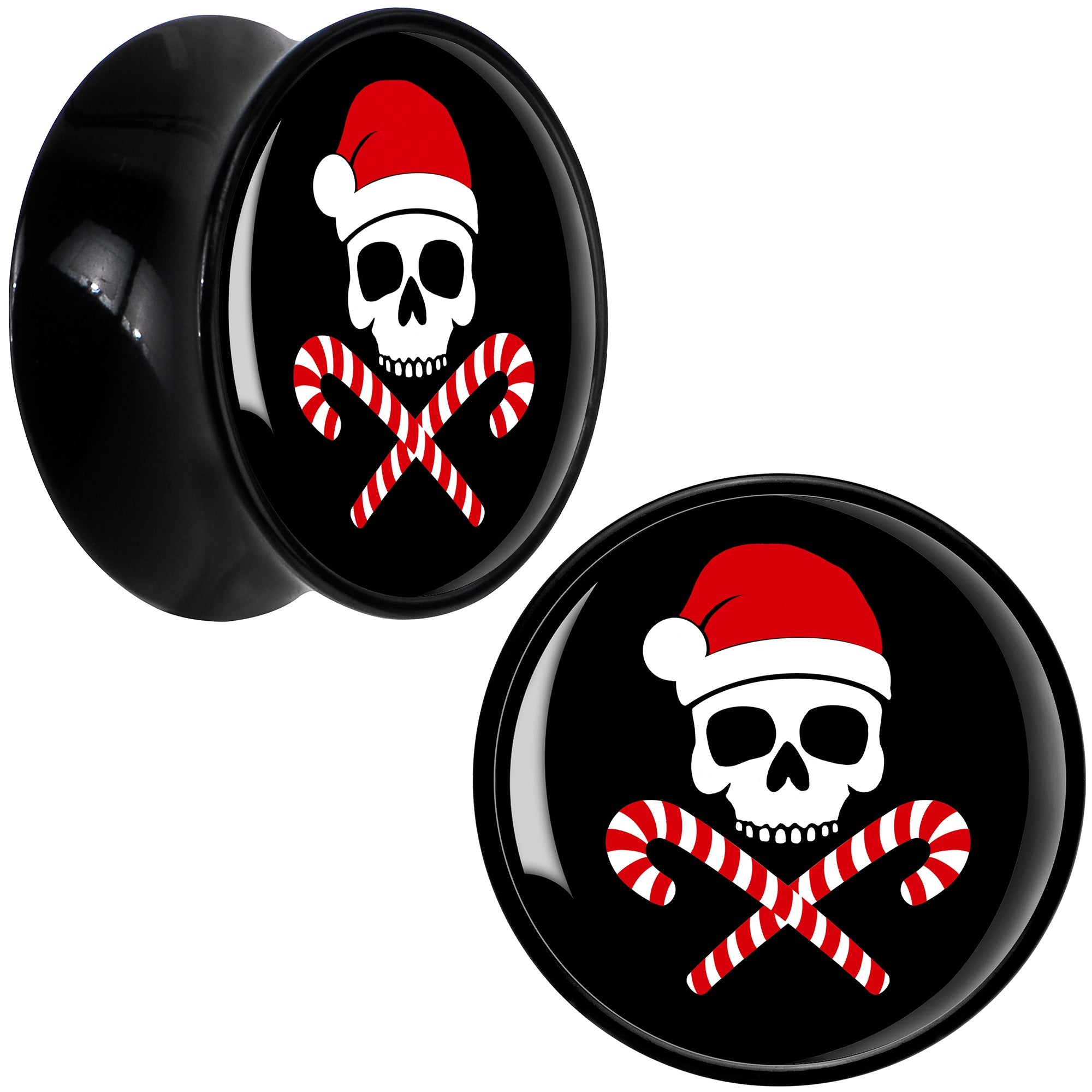 BodyCandy Santa Pirate Candy Cane Skull Black Acrylic Saddle Plug Set by Onyx O — packaging