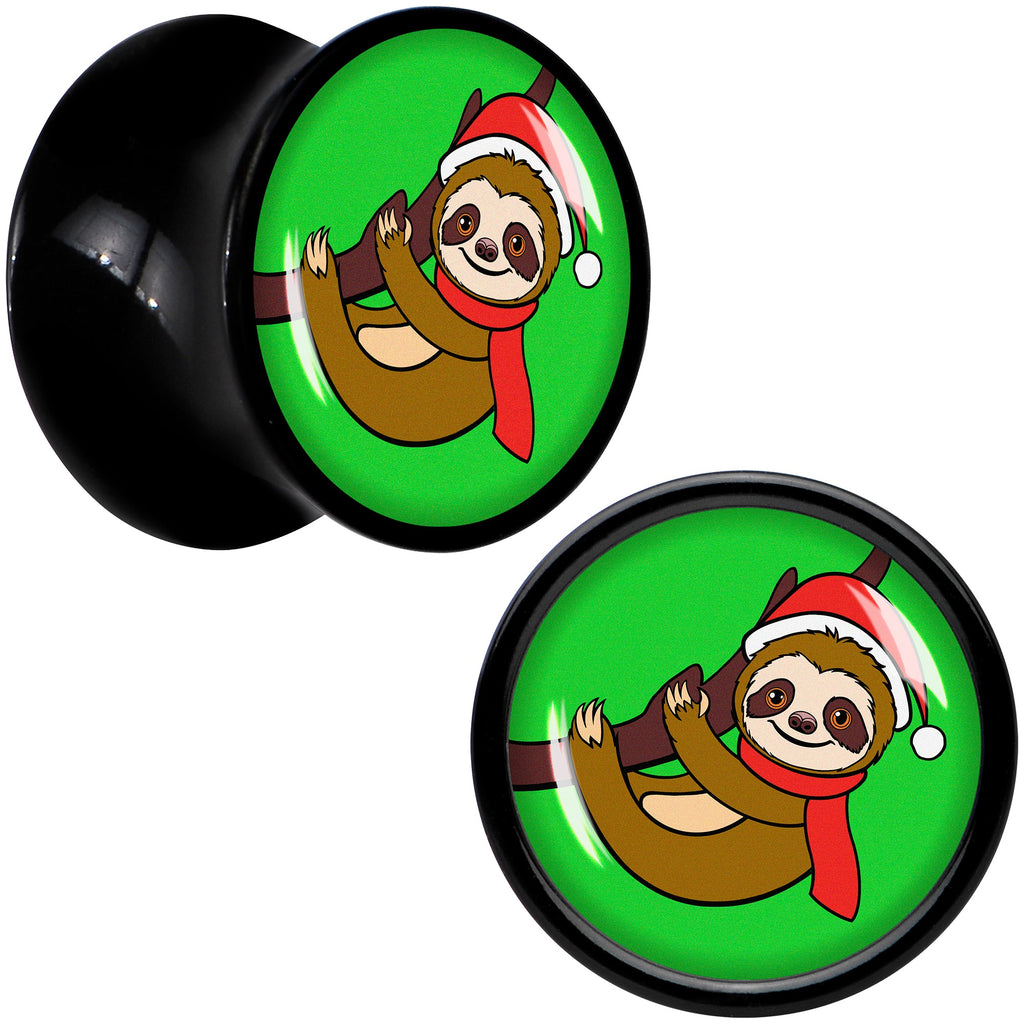 BodyCandy Holiday Santa Sloth Black Acrylic Saddle Plug Set by Onyx O — side view