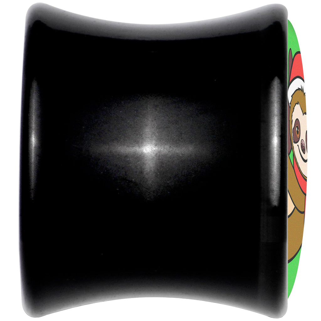 BodyCandy Holiday Santa Sloth Black Acrylic Saddle Plug Set by Onyx O — detail close-up