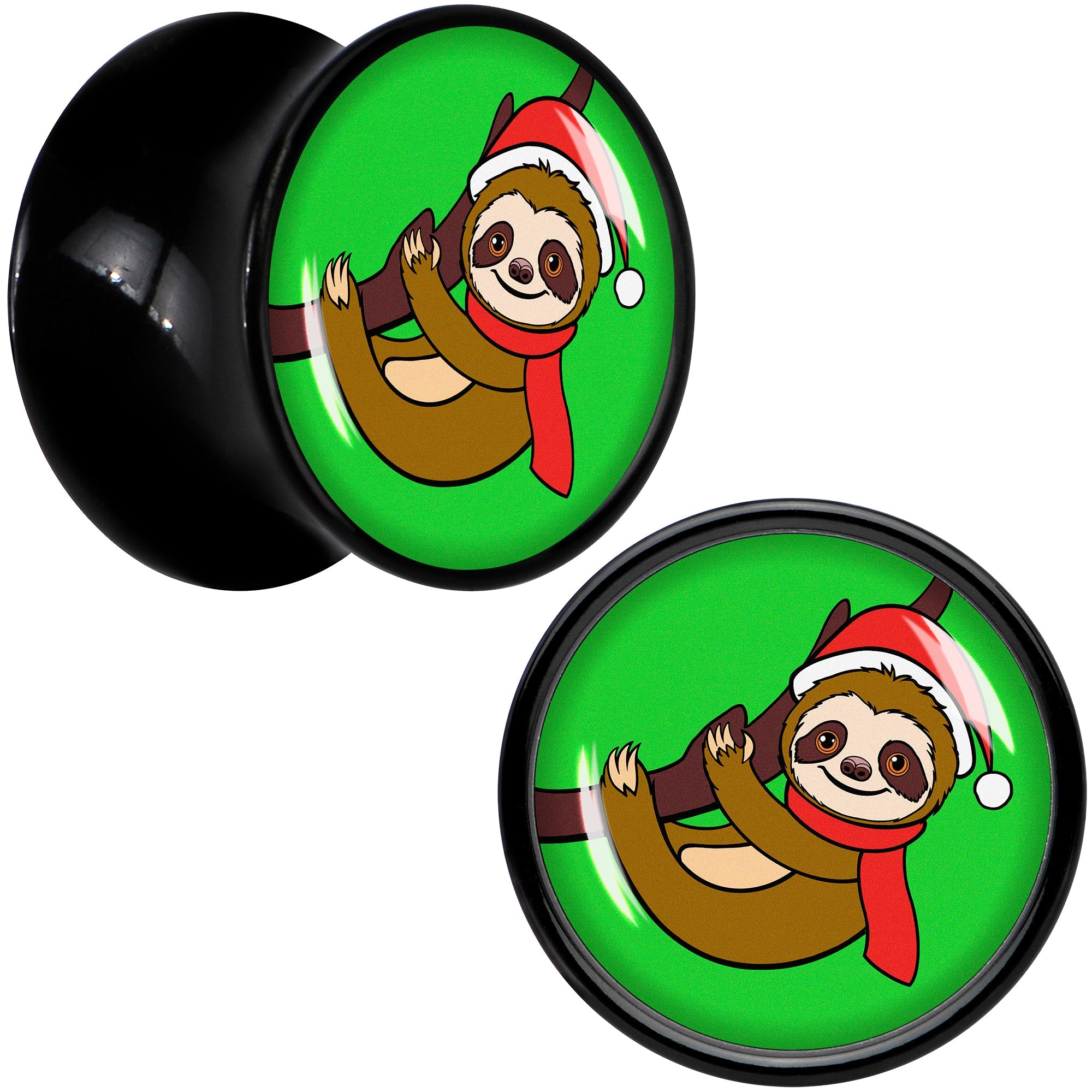 BodyCandy Holiday Santa Sloth Black Acrylic Saddle Plug Set by Onyx O — alternative angle