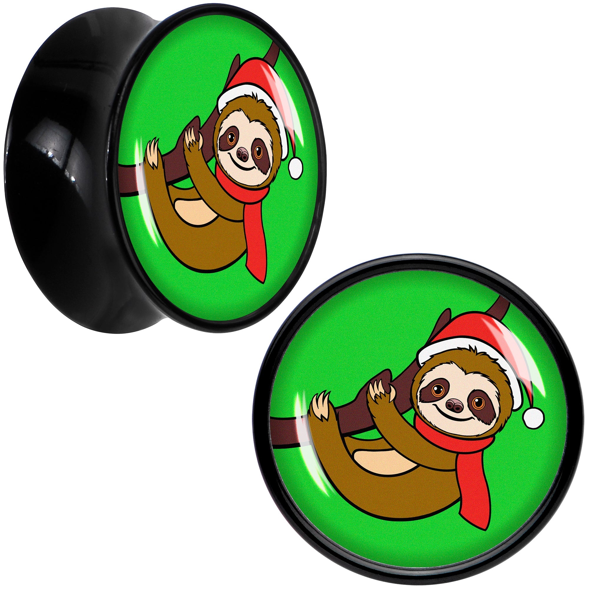 BodyCandy Holiday Santa Sloth Black Acrylic Saddle Plug Set by Onyx O — in-use photo