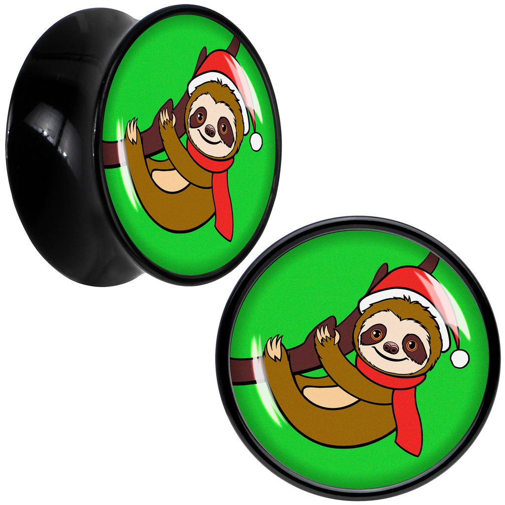 BodyCandy Holiday Santa Sloth Black Acrylic Saddle Plug Set by Onyx O — size reference