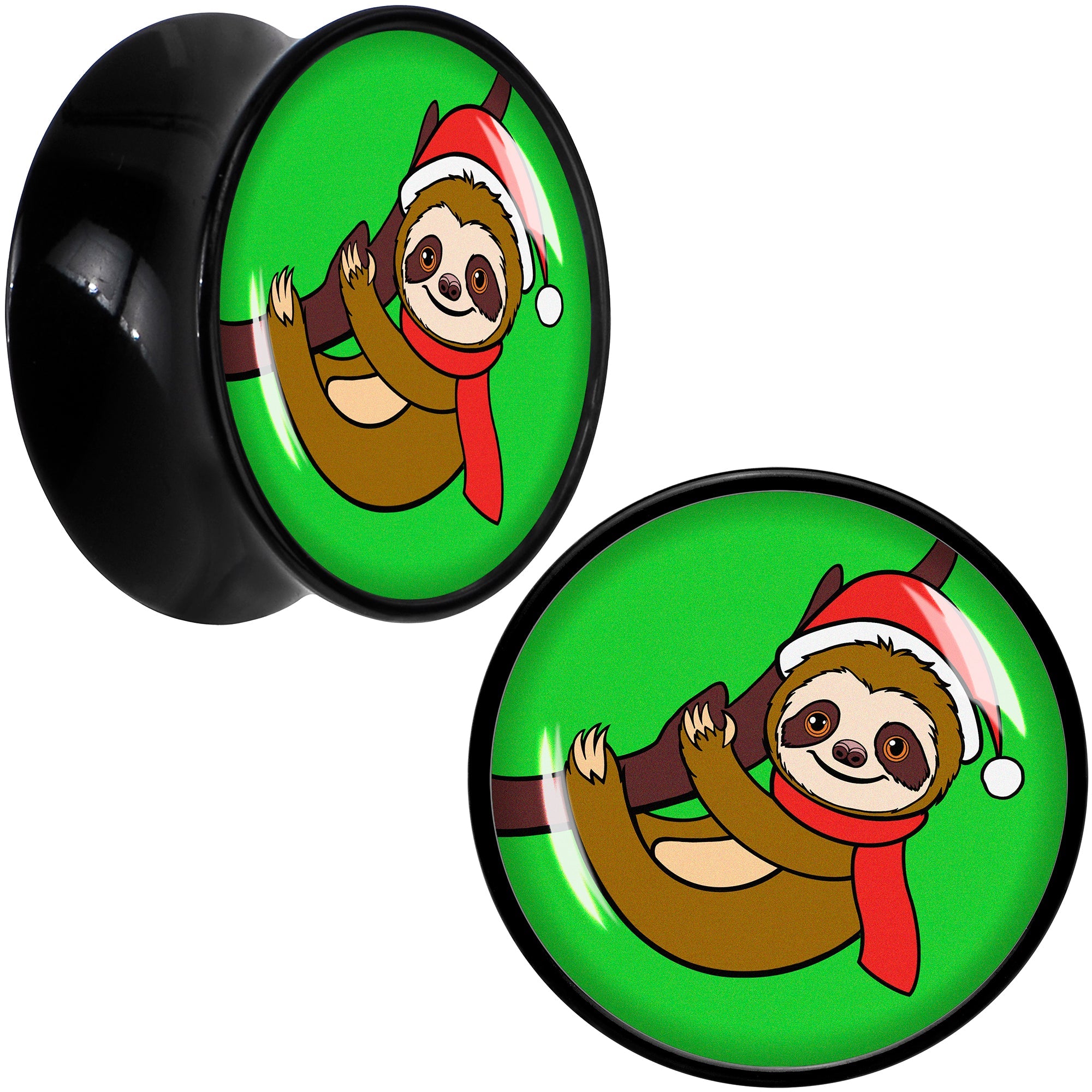 BodyCandy Holiday Santa Sloth Black Acrylic Saddle Plug Set by Onyx O — color detail