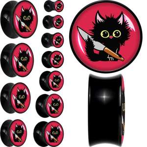 BodyCandy Stabby Cat Black Acrylic Saddle Plug Set by Onyx O — main product shot