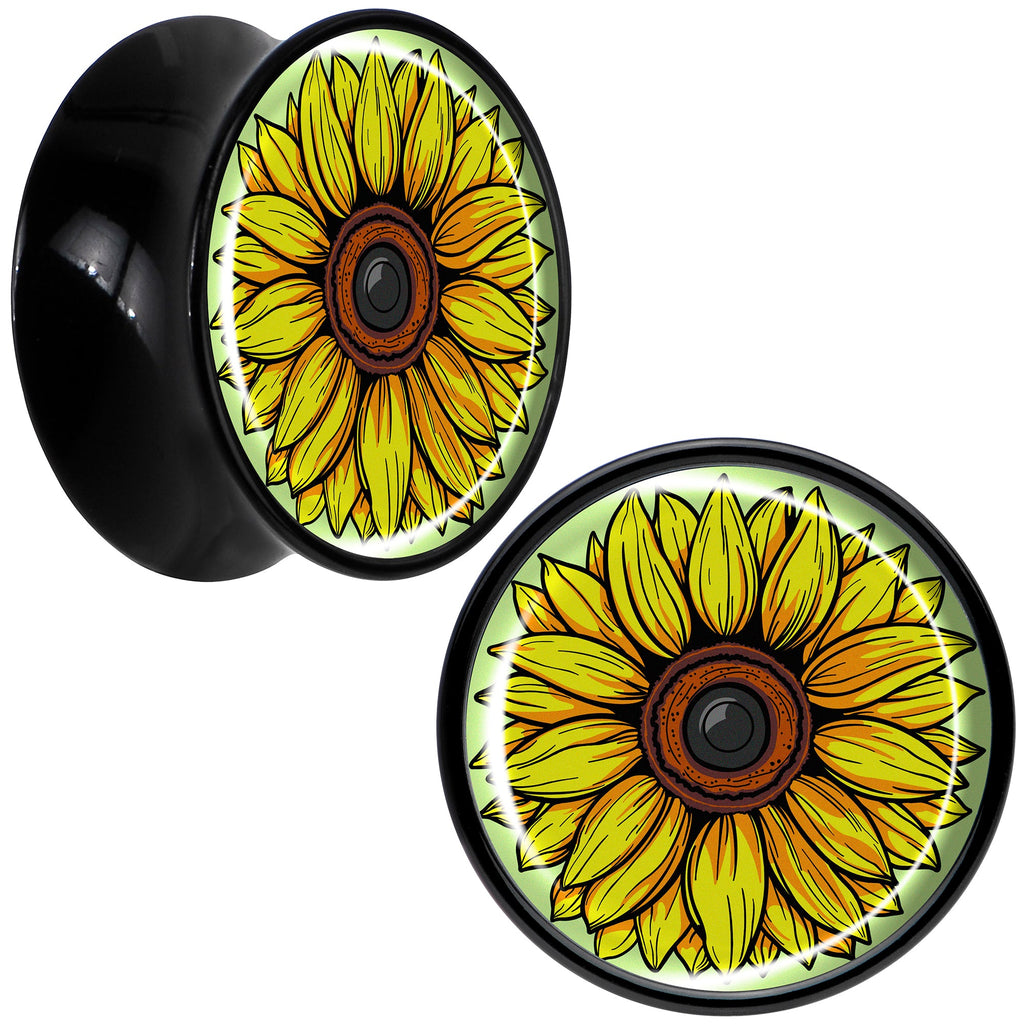 BodyCandy Blossom Creation Yellow Sunflower Black Acrylic Saddle Plug Set by Onyx O — packaging