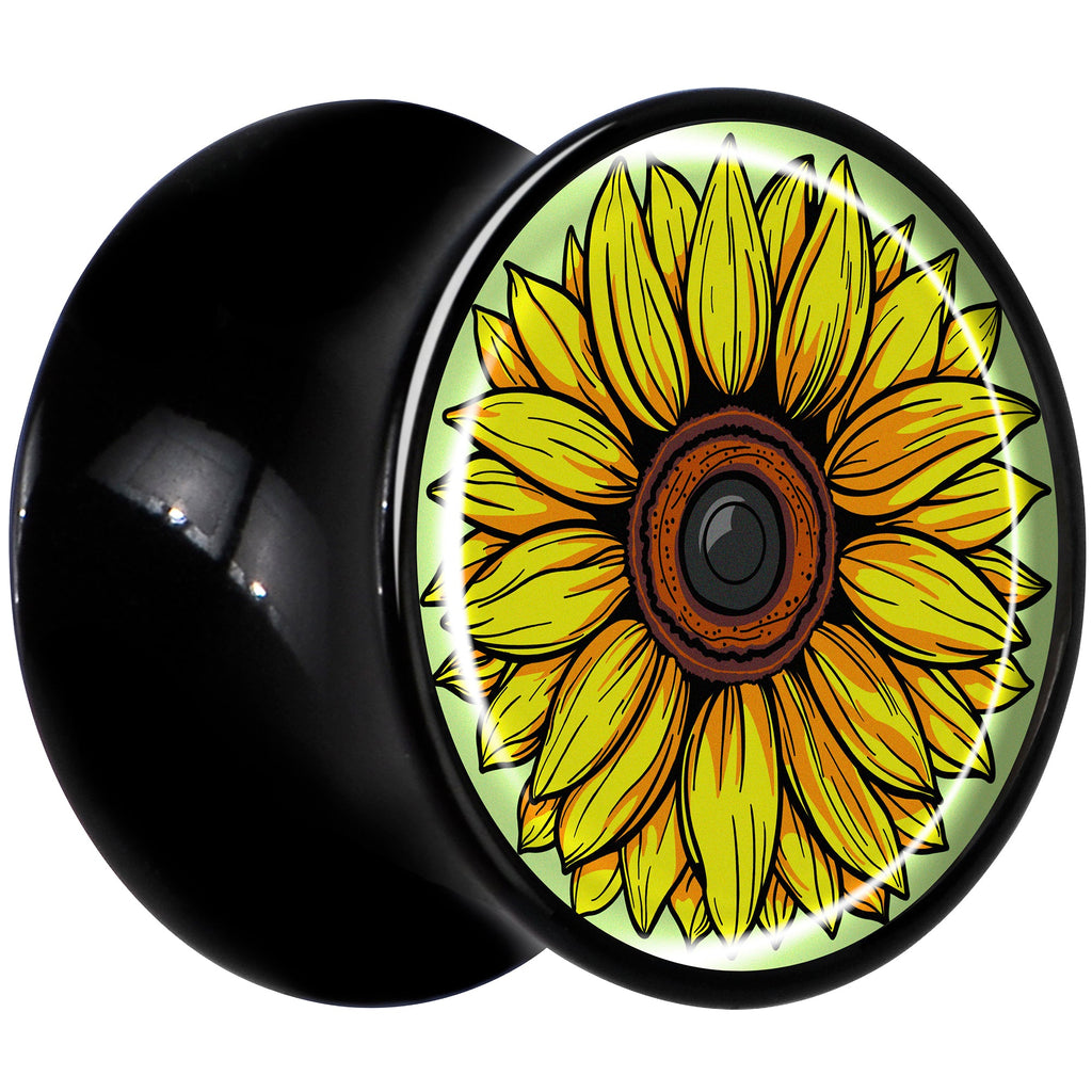 BodyCandy Blossom Creation Yellow Sunflower Black Acrylic Saddle Plug Set by Onyx O — lifestyle context