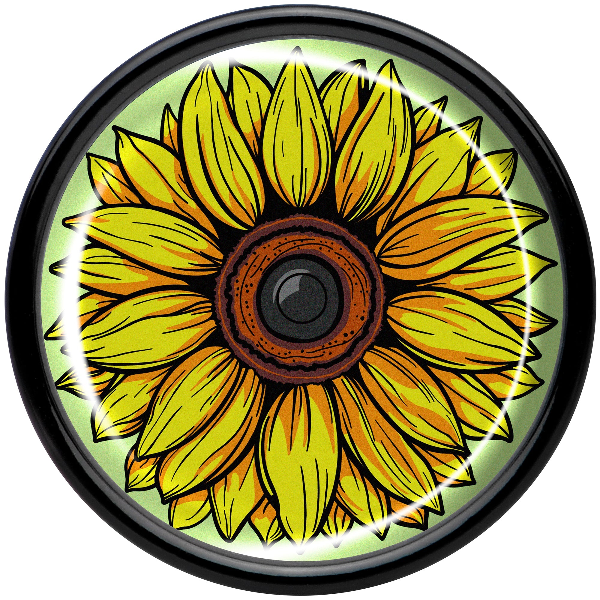 BodyCandy Blossom Creation Yellow Sunflower Black Acrylic Saddle Plug Set by Onyx O — side view