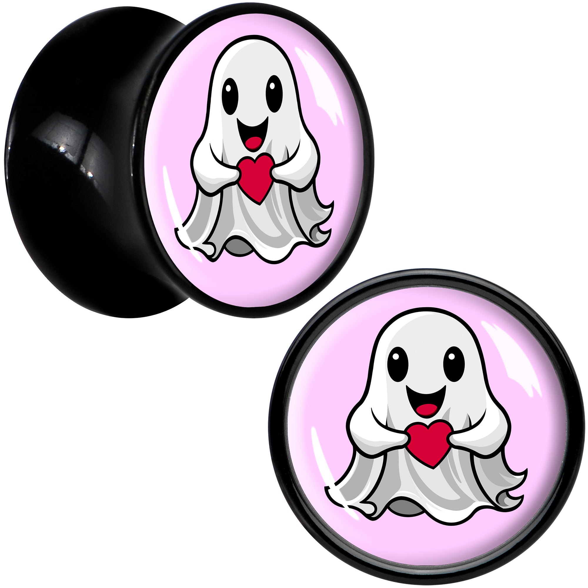 BodyCandy Valentine Sweet Ghost Black Acrylic Saddle Plug Set by Onyx O — side view