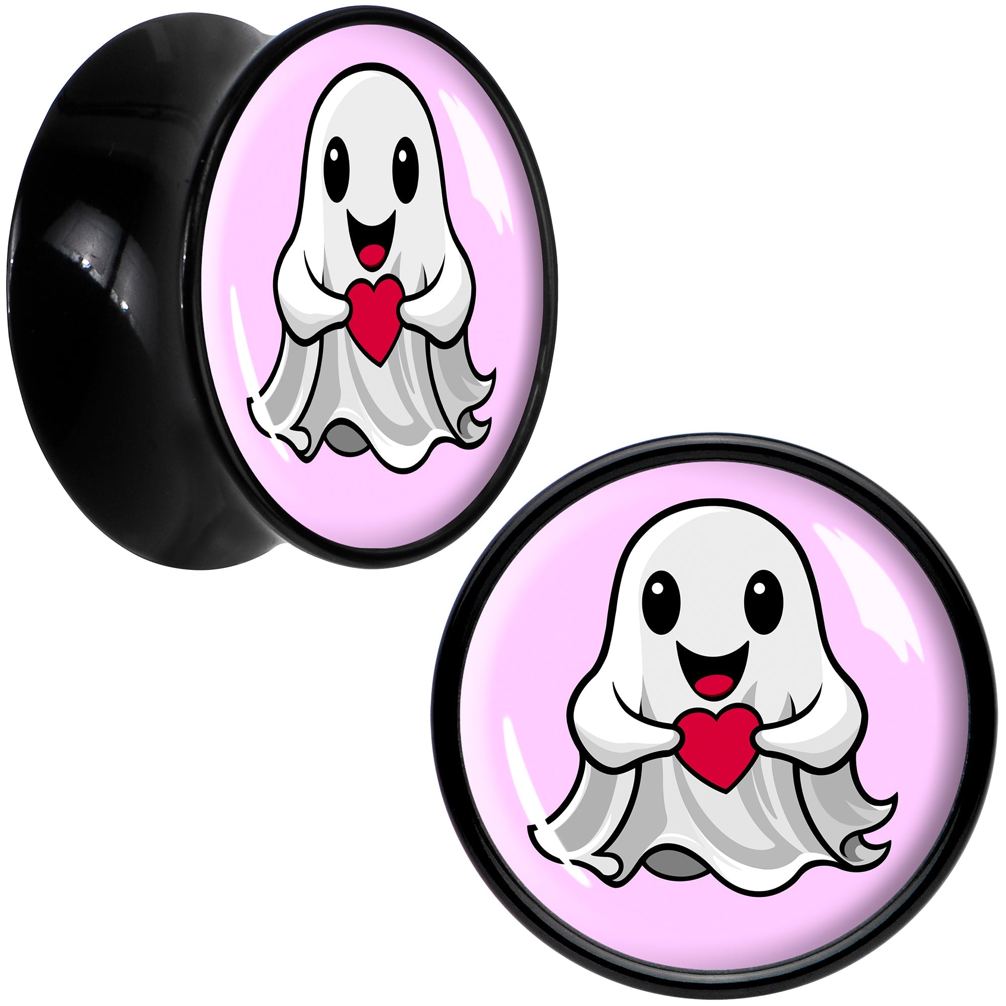 BodyCandy Valentine Sweet Ghost Black Acrylic Saddle Plug Set by Onyx O — back view