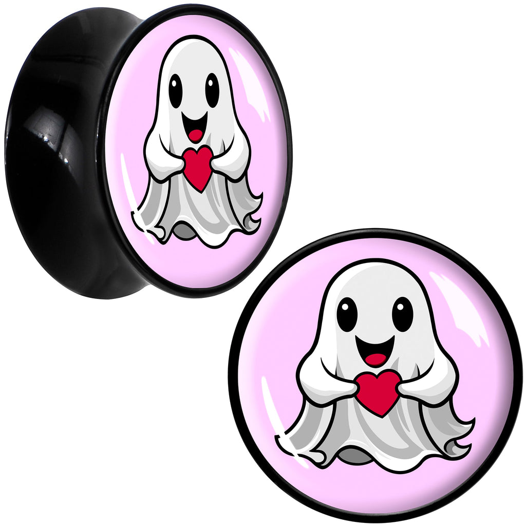 BodyCandy Valentine Sweet Ghost Black Acrylic Saddle Plug Set by Onyx O — size reference