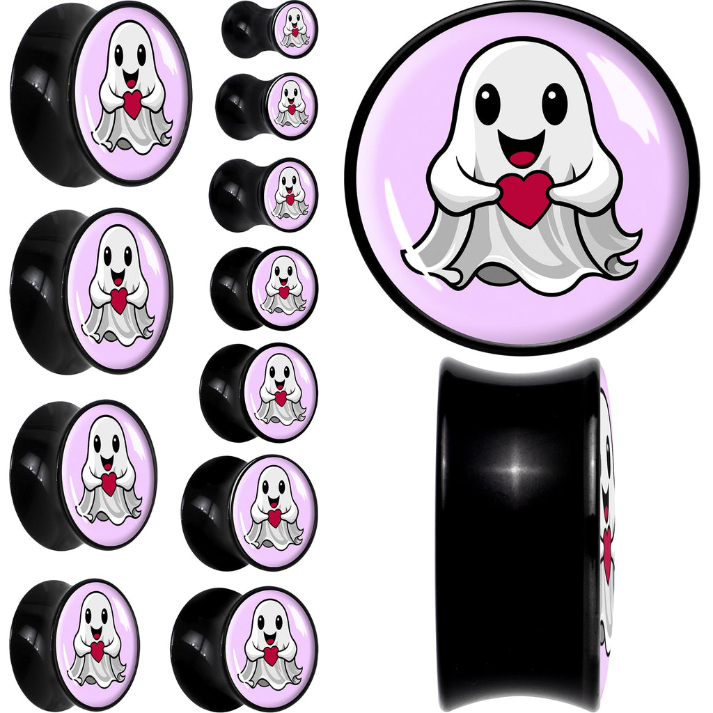 BodyCandy Valentine Sweet Ghost Black Acrylic Saddle Plug Set by Onyx O — main product shot