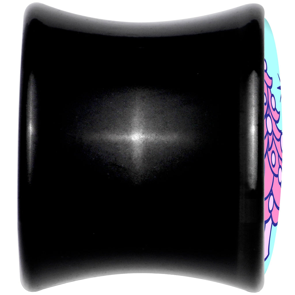 BodyCandy Pastel Christmas Tree Holiday Black Acrylic Saddle Plug Set by Onyx O — detail close-up