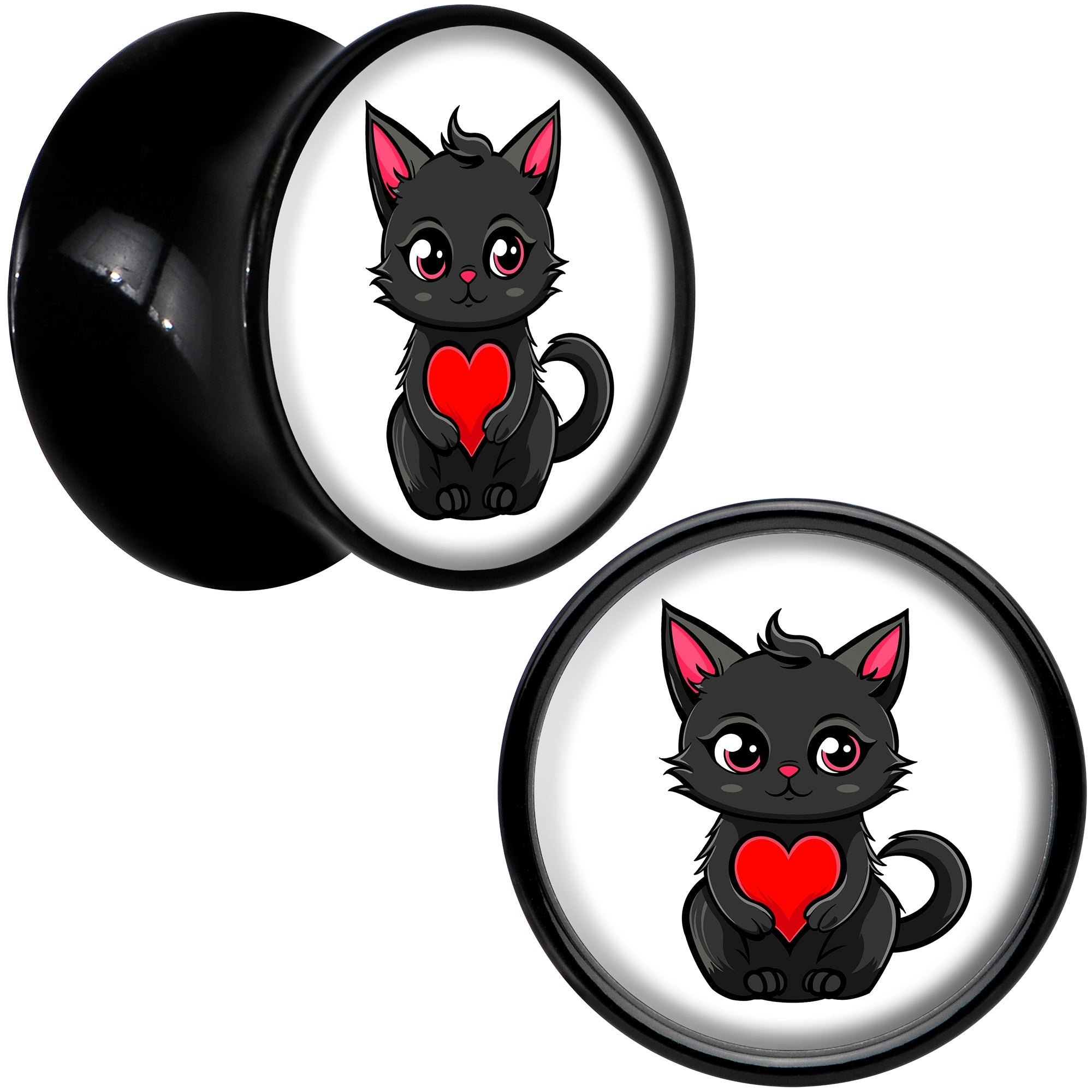 BodyCandy Valentine Cat Black Acrylic Saddle Plug Set by Onyx O — side view