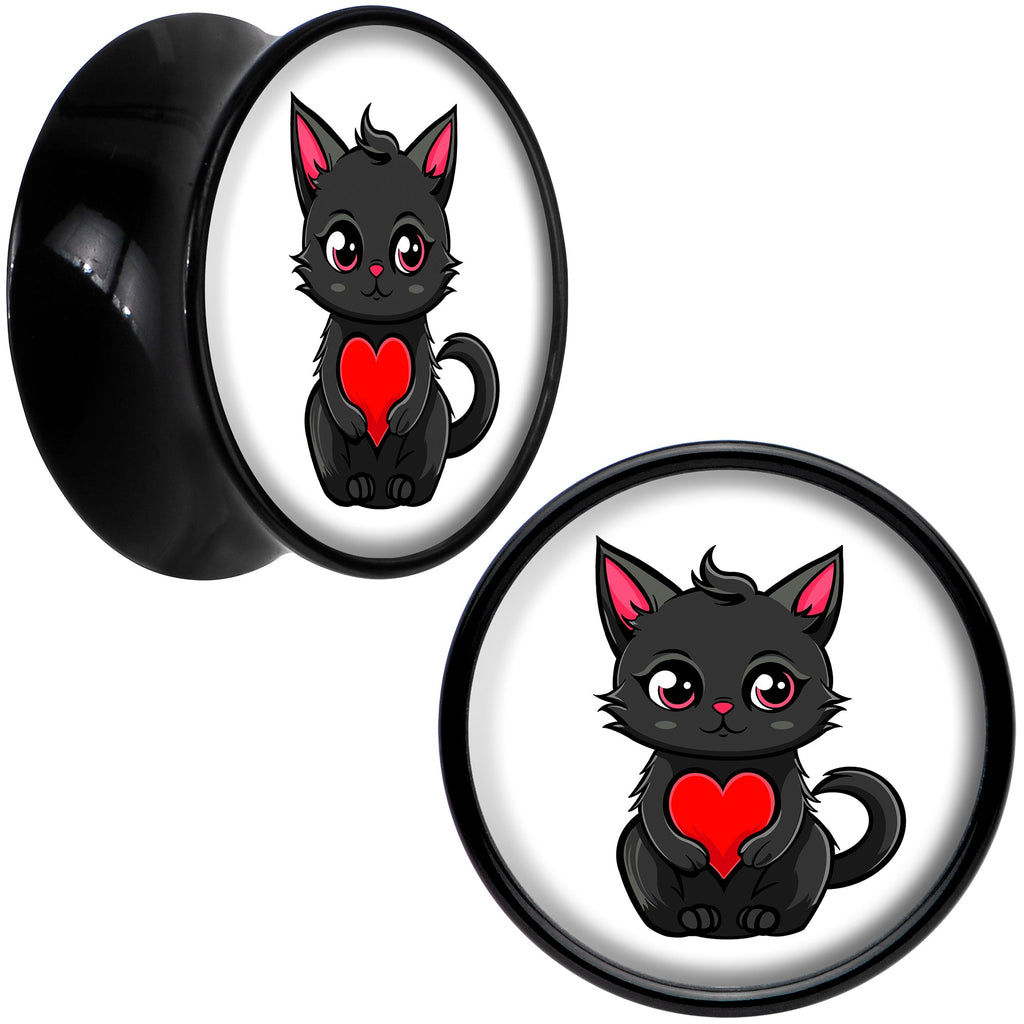 BodyCandy Valentine Cat Black Acrylic Saddle Plug Set by Onyx O — back view