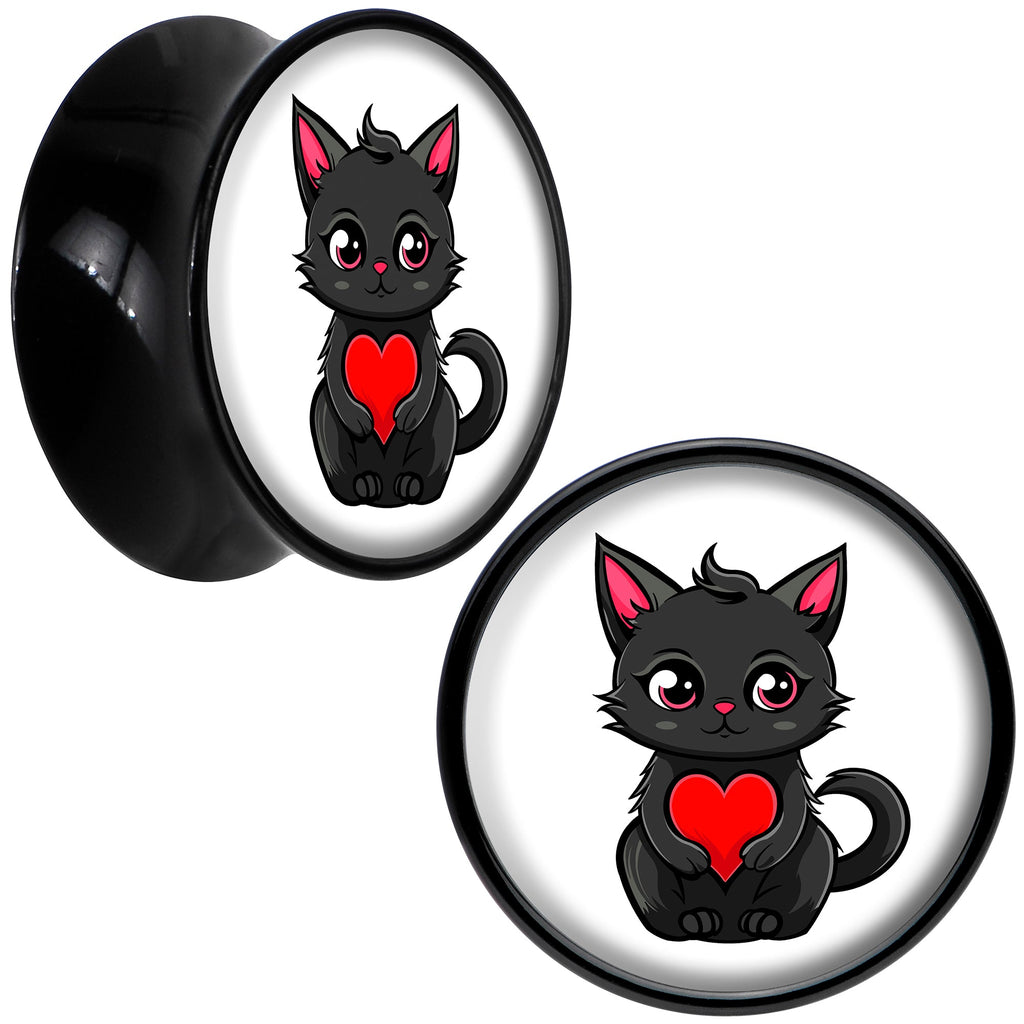 BodyCandy Valentine Cat Black Acrylic Saddle Plug Set by Onyx O — alternative angle